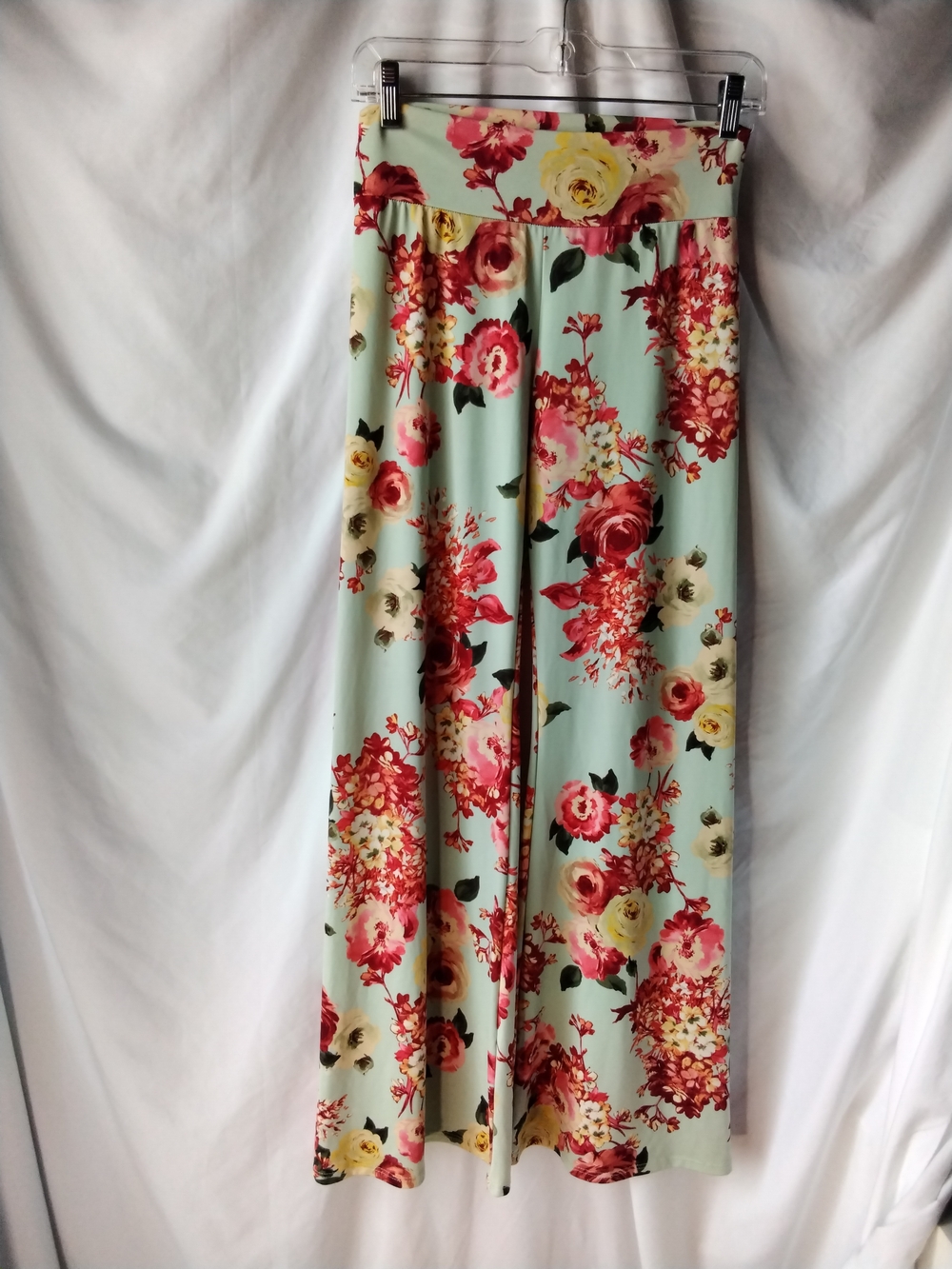 Floral Wide-Leg Palazzo Pants in Mint